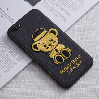 泰迪珍藏 苹果8/7Plus手机壳 iPhone8/7Plus卡通保护套 创意3D立体刺绣全包防摔软壳 泰迪公仔