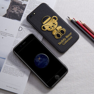 泰迪珍藏 苹果8/7Plus手机壳 iPhone8/7Plus卡通保护套 创意3D立体刺绣全包防摔软壳 泰迪公仔