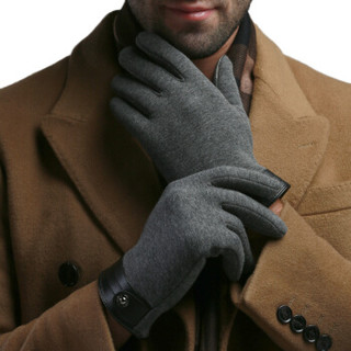 南极人 手套男冬季保暖加绒薄款户外骑行防风全指触屏男士手套NM-418 灰色 均码