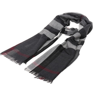 商品burberry 巴宝莉 男款炭灰色格纹羊绒混纺围巾 40003281