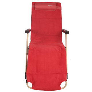 REDCAMP 折叠躺椅午休午睡椅便携办公室家用单人床简易沙滩椅靠背 豪华款Y203红色+麂皮绒棉垫