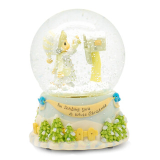 忆音园 创意礼品圣诞礼物 玩具 八音盒 水滴娃娃LED彩灯信箱女孩内转雪花水球音乐盒 LY-ZY8032B