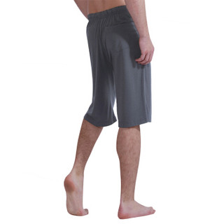 企鹅卫队男士短裤休闲沙滩裤进口纤维素纯色棉中裤男深灰XL(175/95) 35514116