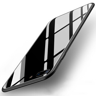 斯得弗（STRYFER）苹果7/8plus手机壳iPhone7/8P保护套 全包防摔硅胶软边个性男女潮钢化玻璃后盖手机套-黑色