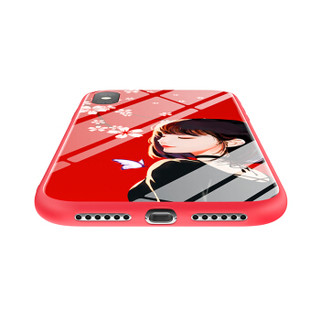 优加 苹果iPhoneX手机壳iPhonex/xs保护套 苹果10玻璃背板少女软边全包防摔保护套 胭脂红
