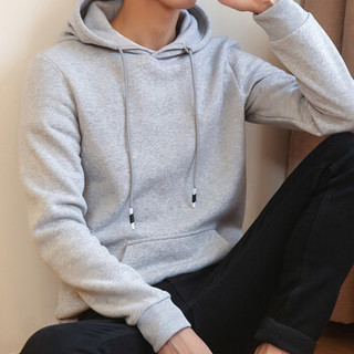 俞兆林（YUZHAOLIN）男士卫衣时尚简约纯色连帽卫衣1107-8062灰色3XL