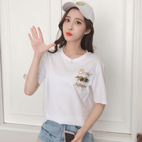 LAXJOY 朗悦 夏季新款短袖T恤圆领学生简约套头打底上衣  LWTD182114