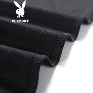 花花公子 PLAYBOY 长袖T恤男商务休闲时尚潮流帅气修身圆领男装上衣 DH01170272 黑色 180/XL/52