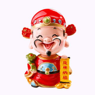 毕亚兹 汽车摆件挂件 卡通创意摇头小财神摆件摆饰 bcs01 汽车用品