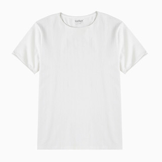 INTERIGHT 棉氨圆领 修身个性卷边 短袖T恤 白色 XXL码