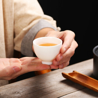 尚帝（shangdi）茶杯玉瓷杯德化羊脂白瓷茶具个人品茗杯主人大杯子陶瓷小单杯功夫茶盏 脂白圆韵杯