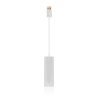 蔺科 USB转RJ45网线接口3口USB3.0千兆有线网卡 苹果Mac小米盒子笔记本电脑网口转换器LK-UN001锌铝合金 银色