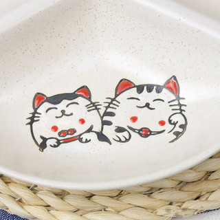 萌可陶瓷分格餐盘招财猫手绘日式餐具陶瓷水果盘创意干果盘分格凉菜碟