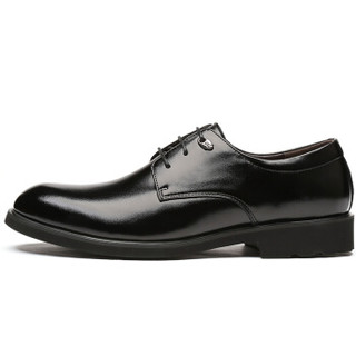 COSO 男士英伦商务休闲系带舒适正装皮鞋婚鞋 C7391 黑色 40码