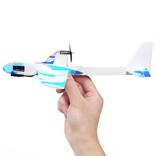爸爸妈妈（babamama）滑翔飞机 大号28cm电动充电泡沫飞机 户外拼插航模 蓝迷彩 B2023