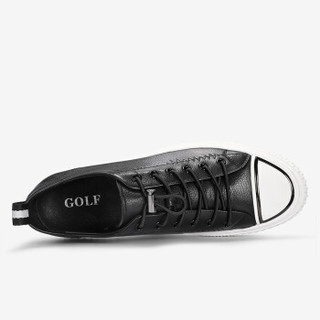 GOLF 高尔夫 男士简约潮流开口笑低帮平板耐磨牛皮休闲男鞋 GM1804193 黑色 39