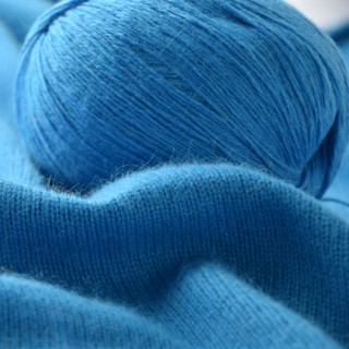 牧心 羊绒线 毛线 16/3中粗线 手编机织均可 婴儿宝宝毛线 围巾线Z03 浅湖蓝