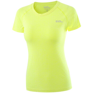 ALPINT MOUNTAIN 瑜伽服女健身服上衣短袖跑步运动弹力快干T恤 650-909 黄色 M