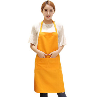 戈顿 围裙厨房防油防水围裙无袖肩带式围裙罩衣 家居厨房餐厅围裙 橙色 可定制logo字体