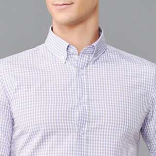 杉杉（FIRS）短袖衬衫男 商务休闲格子修身衬衣 TCB1111-2D紫色 43