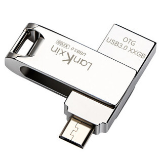 兰科芯（LanKxin）64GB Micro USB3.0 U盘 QE 银色 手机电脑两用安卓 迷你金属便携带防水优盘