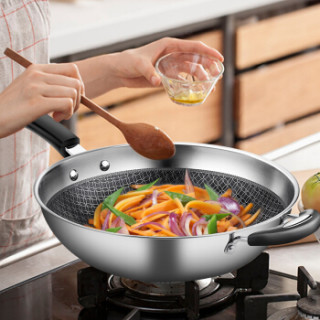 charms 创生 炒锅 304不锈钢不粘炒锅 32cm