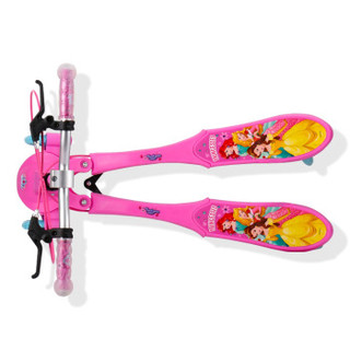 迪士尼(Disney) 儿童滑板车 粉色公主一键折叠双手刹四轮全闪蛙式扭扭摇摆车