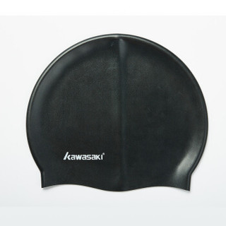 KAWASAKI 川崎 泳帽防水时尚纯色舒适不勒头游泳帽男女硅胶游泳帽 SC-001 黑色