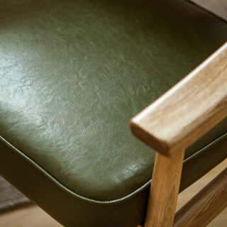 爱必居（abit）实木椅子 白橡木欧式软垫靠背餐椅客厅卧室单人沙发 秀美特靠背椅绿色