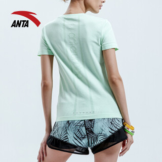 ANTA 安踏 短袖女 2018夏季新款轻薄修身女装瑜伽运动服 纯色透气T恤衫  96825114-6   A67745矿物绿 S(女160)
