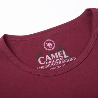 骆驼（CAMEL）男装 时尚休闲多色字母印花圆领男青年短袖T恤 SB7374089 暗红XXXL