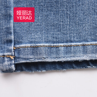 娅丽达 YERAD 女裤2018夏季新款牛仔裤女小脚裤修身显瘦九分铅笔裤F2129 兰色 28