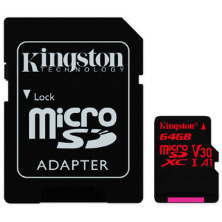 金士顿（Kingston）64GB TF(Micro SD)  存储卡 U3 C10 A1 V30 4K 极速版 读速 100MB/s APP运行更流畅