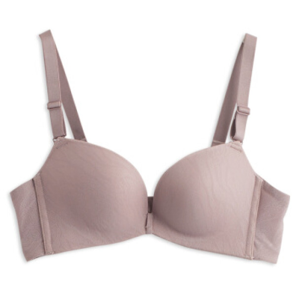 商品inman 茵曼 9871432099 双层一字网纱3/4罩杯文胸内衣 咖啡色 85b