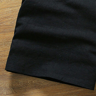 北极绒（Bejirong）亚麻T恤 2019夏季新款体恤半袖中国风透气棉麻t恤短袖男 T202 黑色 L