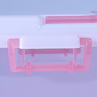 CHAHUA 茶花 6.5L收纳箱 小号透明塑料加厚带盖收纳盒把手储物整理箱小药盒子 3只装 粉色