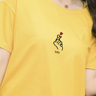 俞兆林（YUZHAOLIN）休闲T恤女时尚印花短袖圆领百搭纯色上衣女 姜黄色 S