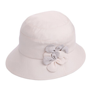诗丹凯萨遮阳帽子女夏季帽出游太阳帽可折叠渔夫帽简约花朵装饰 WGSB181029 米色 57cm
