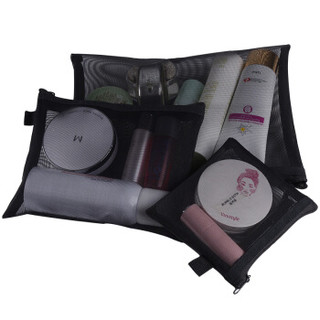 美肤语化妆袋化妆包收纳尼龙网纱（3个组合装）MF0598洗漱包透明手拿便携化妆袋