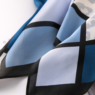 GLO-STORY 丝巾女 时尚优雅小方巾百搭气质装饰领巾 WSJ814049 蓝灰色