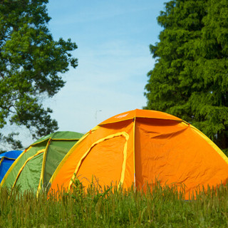 狼行者 速开全自动帐篷户外双人家庭套装防晒双人自驾野营露营 橙色