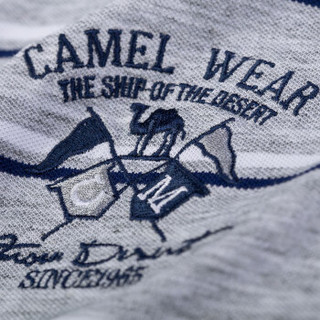 CAMEL 骆驼 男装 门筒领条纹短袖t恤青打底衫休闲棉T X8B200081