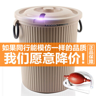 唐宗筷 带盖茶渣桶 加厚塑料茶水桶 带水管排水桶 茶叶垃圾桶 废水桶 滤茶桶 储茶桶 废茶桶 米色 大号 C6592