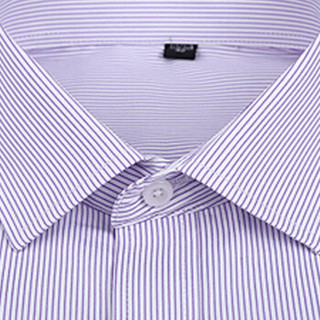 俞兆林（YUZHAOLIN）短袖衬衫 男士商务休闲简约竖条纹短袖衬衣2022-D82紫色3XL