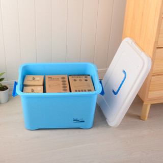 东旺（East well）塑料收纳箱35L（3个装） 带滑轮加厚环保储物箱混色密封整理箱