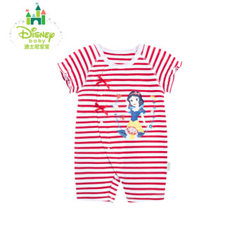 迪士尼(Disney)婴儿连体衣女宝宝甜美条纹侧开哈衣爬服162L691 大红 3个月/身高59cm