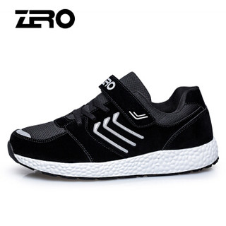 ZERO 中年运动休闲男士老人防滑减震透气网面舒适爸爸安全旅游健康健步鞋 K82505M 黑色 41