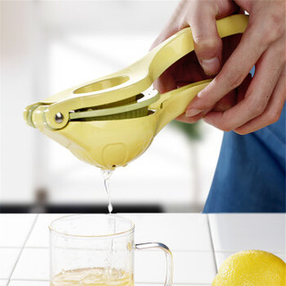 欧烹（L’HOPAN） 铝合金双层柠檬夹 手动榨汁器 压汁器 榨柠檬汁工具 柠檬压榨器 黄色（22*8*5cm）OP2064