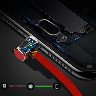 ESCASE 安卓数据线 手机充电器线快充2A原装魅族华为三星小米vivo通用游戏线双L型圆弯头USB-C10新年红