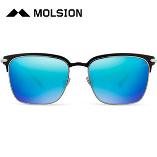 陌森（Molsion）偏光太阳眼镜 方形墨镜男MS7003 D10镜框黑色|镜片冰蓝色